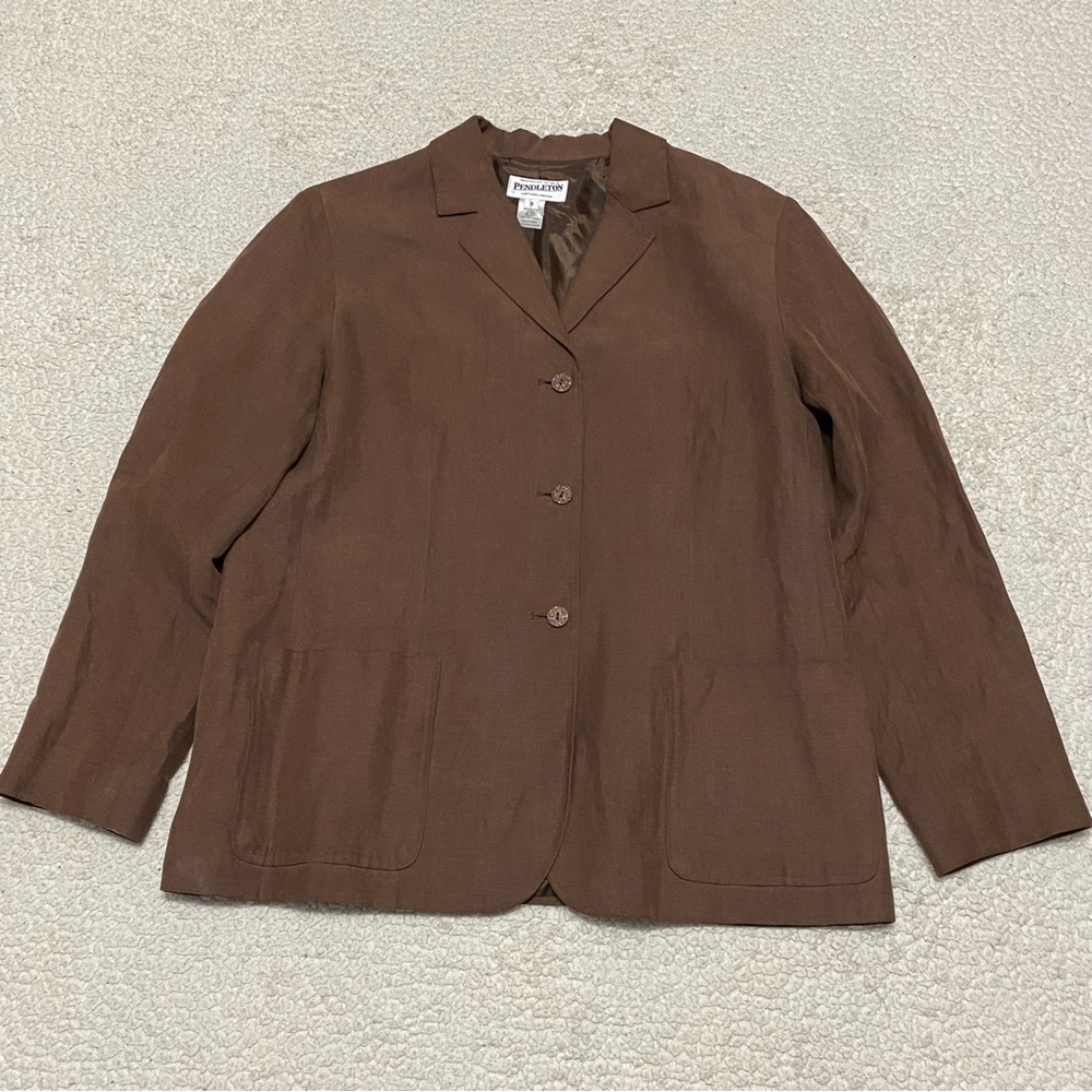 Pendleton Brown Button-Front Blazer Jacket